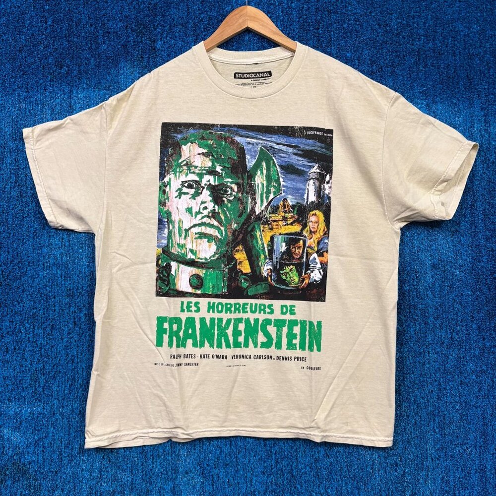 Frankenstein Beige Horror Novel T-Shirt Size Large